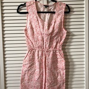 Jcrew pink floral dress with button accents